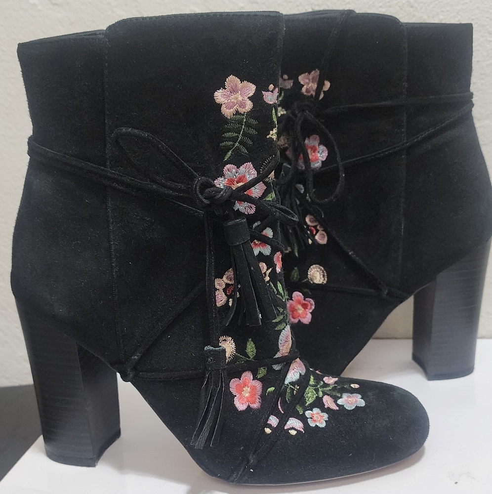Sam Edelman Black Floral Heeled Boots - Picture 4 of 4